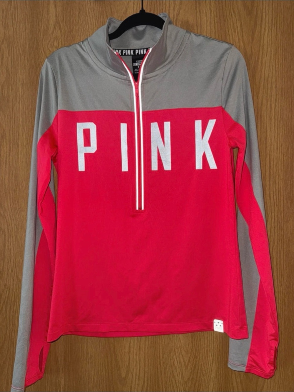 PINK Victoria's Secret Grey and Coral Zip-Up Jacket